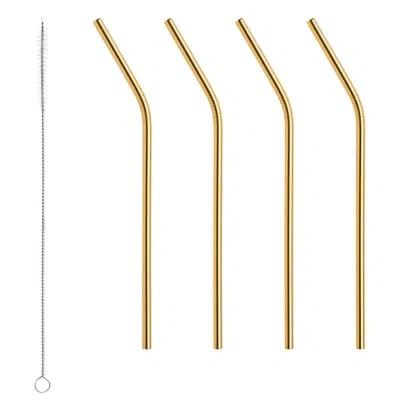 Orrefors Peak Stainless Steel Straw In Gold