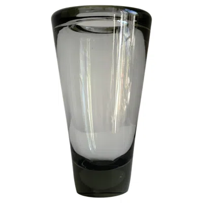 Pre-owned Orrefors Per L�tken Conical Art Glass Vase, Smokey Grey, Midcentury Denmark In Clear