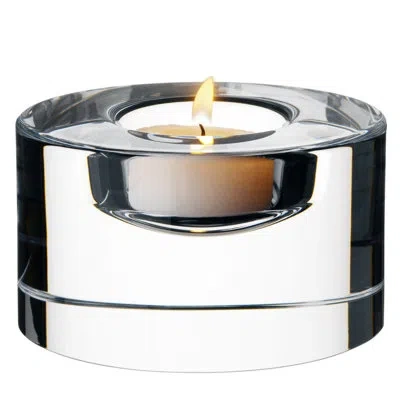 Orrefors Puck Small Crystal Votive Holder In Clear;clear