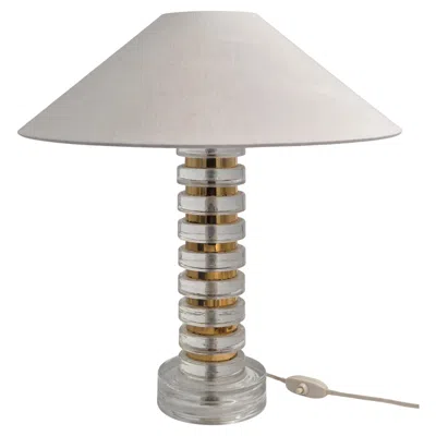 Pre-owned Orrefors Rare Scandinavian / Midcentury Modern Table Lamp With  Glass And Brass In Transparent