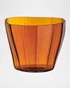 Orrefors Reed Low Glass Vase In Amber