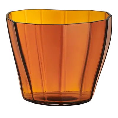 Orrefors Reed Vase Amber, Low In Orange