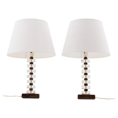 Pre-owned Orrefors Rosewood And Glass Table Lamp By , Sweden, 1960 In Brown