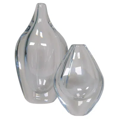 Pre-owned Orrefors Scandinavian Modern Glass Vases  Erika Lagerbielke, Sweden In Gray