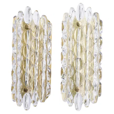 Pre-owned Orrefors Sconces Brass And Bubble Glass  Sweden, 1970 In Sand