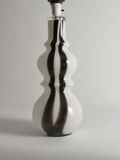 Pre-owned Orrefors Sculptural Art Glass Murano Style Table Lamp, Black & White, 1960s