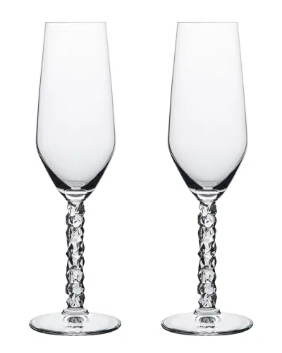 ORREFORS ORREFORS SET OF 2 CARAT CHAMPAGNE FLUTES