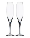 Orrefors Intermezzo Set Of 2 Champagne Flutes In Blue