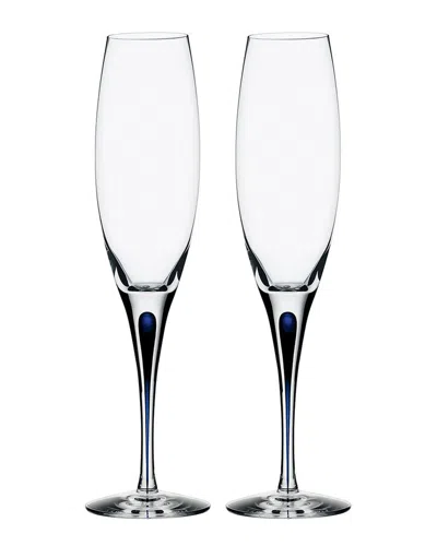 Orrefors Set Of 2 Intermezzo Champagne Flutes In Transparent