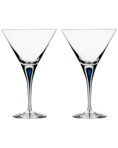 Orrefors Set Of 2 Intermezzo Martini Glasses In Blue