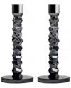 Orrefors Carat 2-piece Glass Candlestick Set In Grey