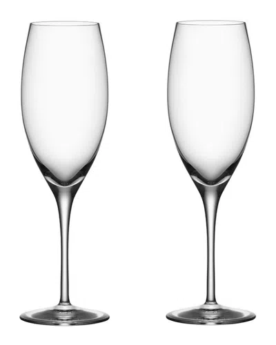 Orrefors Set Of 2 Premier Champagne Flutes In Transparent