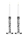 Orrefors Set Of 2 Small Carat Candlesticks In Grey