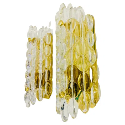 Pre-owned Orrefors Set Of 3 Karl Fagerland  Bubble Crystal Wall Lights In Sand