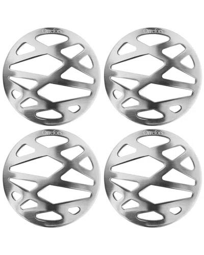 Orrefors Set Of 4 City Coasters In Gray