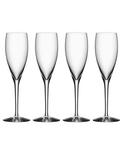 Orrefors Set Of 4 More Champagne Flutes In Gray
