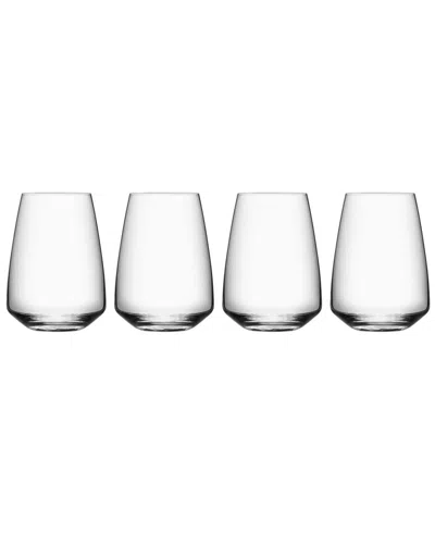 Orrefors Set Of 4 Pulse Stemless Glasses In White