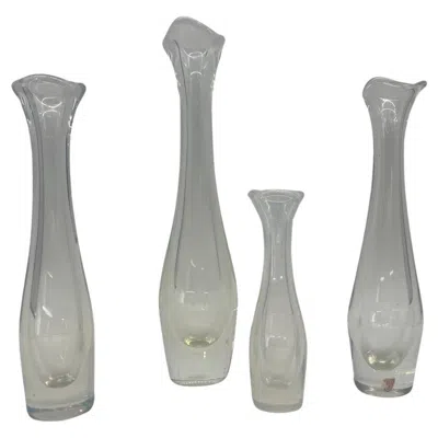 Pre-owned Orrefors Set Of 4 Sven Palmqvist For  Opalescent Mid Century Bud Vases In Transparent