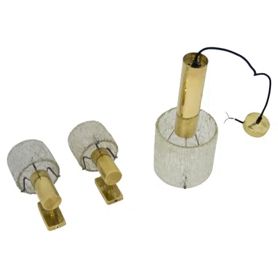 Pre-owned Orrefors Set Of Pendant And Two Wall Lights By Fagerlund, 1950s In Brown
