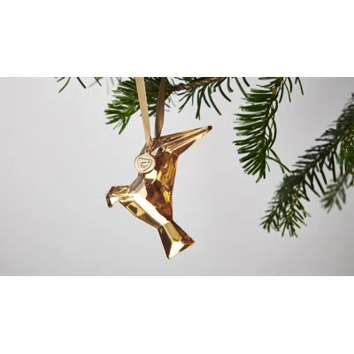 Orrefors Solid Color Hanging Figurine Ornament In Gold