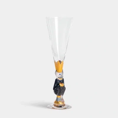 Orrefors Sparkling Devil 6 Oz. Glass Flute In Dark Gray