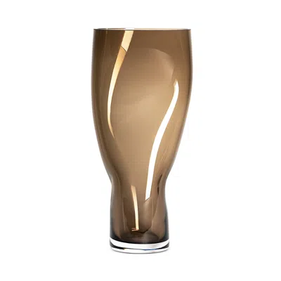 Orrefors Squeeze Tall Vase In Smokey Brown