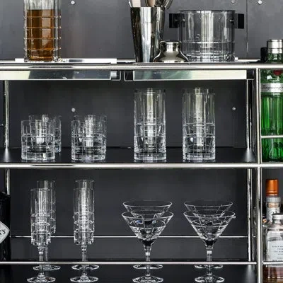 Orrefors Street Bar Cart 53-piece Set In Chrome,black