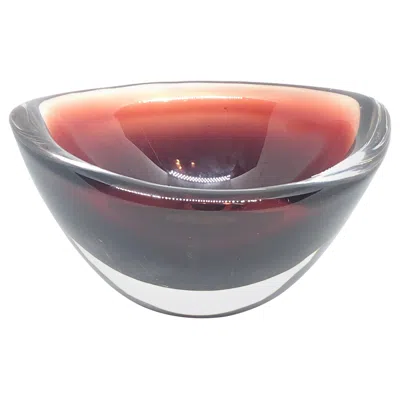 Pre-owned Orrefors Sven Palmquist Glass "selena" Canoe Bowl Mid-century Modern, Sweden In Gray