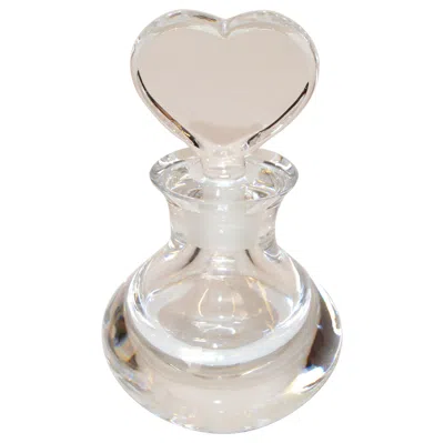Pre-owned Orrefors Sweden Thick Blown And Handmade Art Glass Perfume Bottle Heart Stopper In Sand