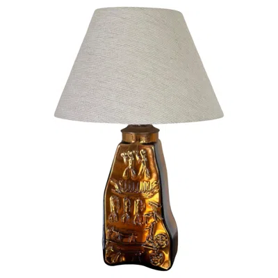 Pre-owned Orrefors Swedish Mid-century Table Lamp In Amber Colored Glass. 1960's. In Brown
