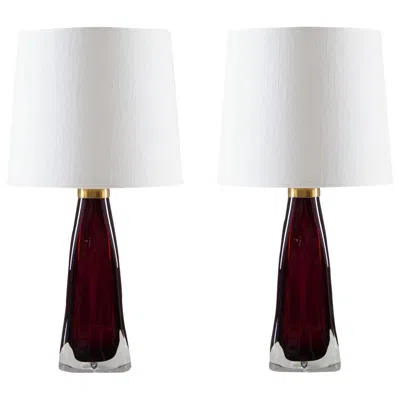 Pre-owned Orrefors Swedish Midcentury Table Lamps By Carl Fagerlund For  In Transparent