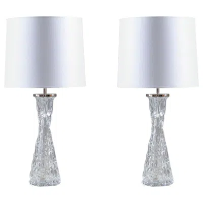 Pre-owned Orrefors Swedish Midcentury Table Lamps By Carl Fagerlund For  In Transparent
