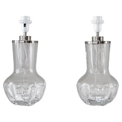 Pre-owned Orrefors Swedish Mid-century Table Lamps By Olle Alberius For  In Transparent