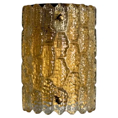 Pre-owned Orrefors , Swedish Modern, Brass, Glass, Wall Light, Sweden, 1960s In Brown