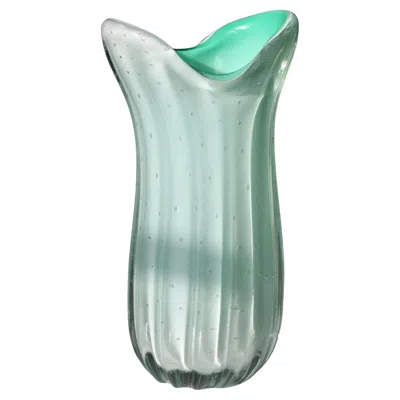 Pre-owned Orrefors Swedish Opaline Bubble Art Glass Vase, Attributed To , 1950s In Blue