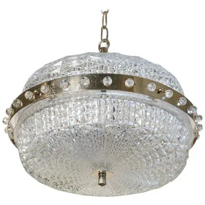 Pre-owned Orrefors Swedish  Glass Mid-century Pendant Light In Transparent