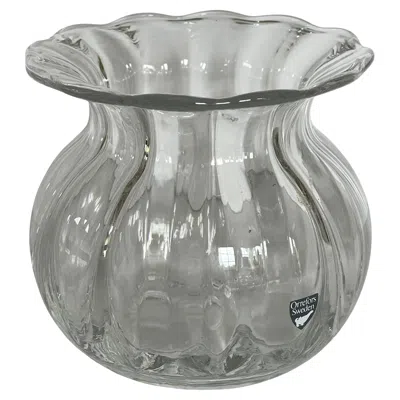 Pre-owned Orrefors Swedish Ribbed Glass Anemone Vase In Transparent