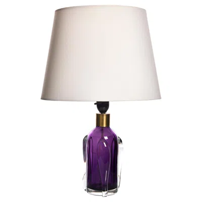Pre-owned Orrefors Table Lamp In Purple And Clear Glass By , Sweden, 1960s