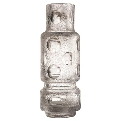 Pre-owned Orrefors Textured Corroso And Cut Hyaline Glass Vessel, Mid-20th Century In Transparent