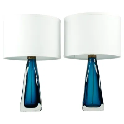 Pre-owned Orrefors Turquose  Glass Lamps, 1950, Sweden In Transparent