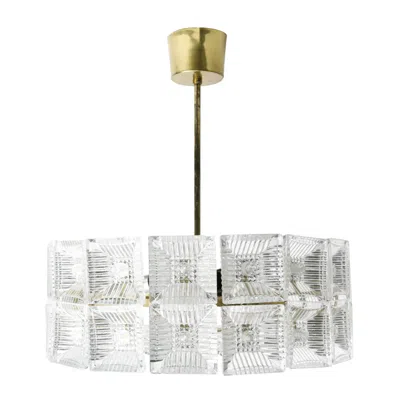 Pre-owned Orrefors Two-tier  Crystal Chandelier Designed By Carl Fagerlund, 1970, Sweden In Transparent