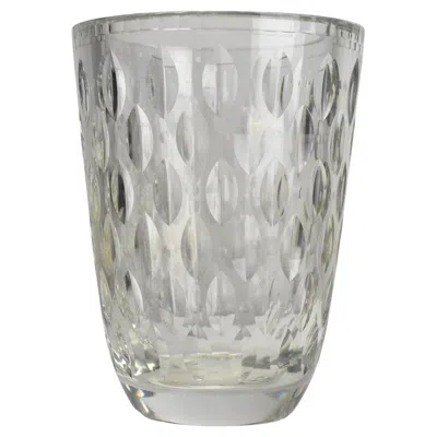 Pre-owned Orrefors Unique Vicke Lindstrand  Crystal Vase With Cut Leaf Pattern, Signed Lu 1 In Transparent