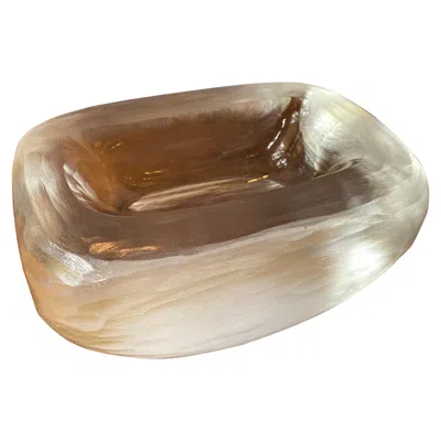Pre-owned Orrefors Vicke Lindstrand Hand-chiseled Art Glass Bowl, Denmark, 1960 In Brown