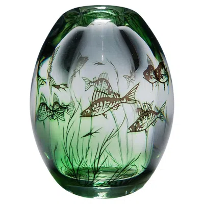 Pre-owned Orrefors Vintage Fish Graal Vase By Edward Hald For , Sweden 1963 In Transparent