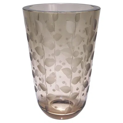 Pre-owned Orrefors Vintage  Smoked Grey Art Glass Vase Designed By Edward Hald In Gray