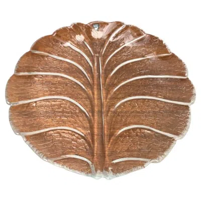 Pre-owned Orrefors Vintage Swedish Eden Glass Plate From  1970s In Brown