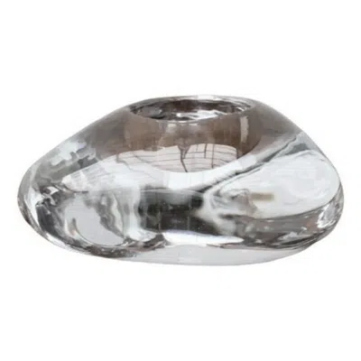 Pre-owned Orrefors Vintage Swedish Glass Candle Holder From , 1970s In Gray