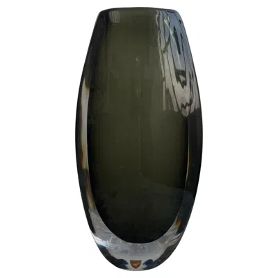 Pre-owned Orrefors Vintage Thick And Massive Swedish  Vase In Grey/green Sommerso Glass In Gray