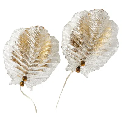 Pre-owned Orrefors Wall Lights A Pair Glass And Brass Sweden 1960 In Sand