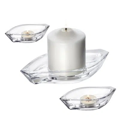 Orrefors Wave 3 Piece Crystal Dish Set In Clear;clear